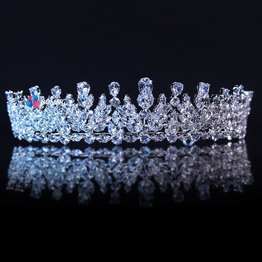 Bomng Light Luxury Zircon Crown Exquisite Bridal Wedding Tiara