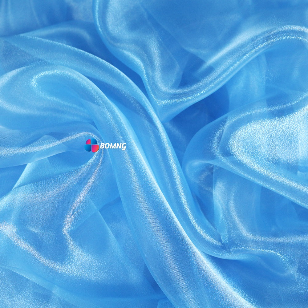 Bomng  Crystal Blue Thin Soft Silk Organza Wedding Decoration Design Fabric