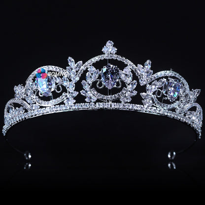 Bomng high-grade crystal heart bride wedding crown headband