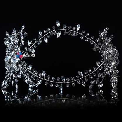 Bomng Vintage Alloy Flower Double Row Diamond Bridal Wedding Hairband