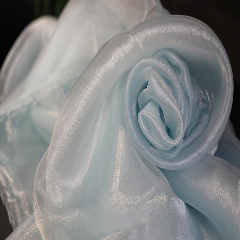 Bomng Light Blue Thin Soft Silk Organza Wedding Decoration Design Fabric