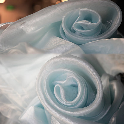 Bomng Light Blue Thin Soft Silk Organza Wedding Decoration Design Fabric