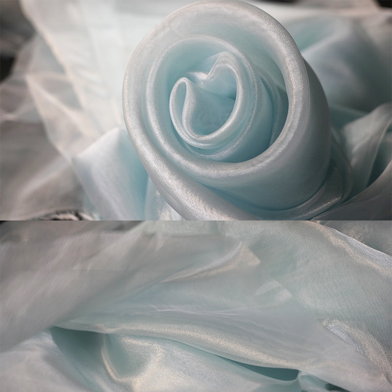 Bomng Light Blue Thin Soft Silk Organza Wedding Decoration Design Fabric