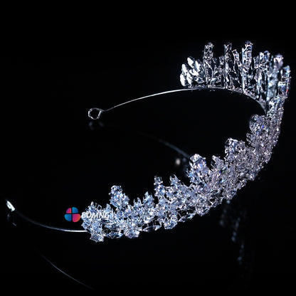 Bomng Light Luxury Zircon Crown Exquisite Bridal Wedding Tiara