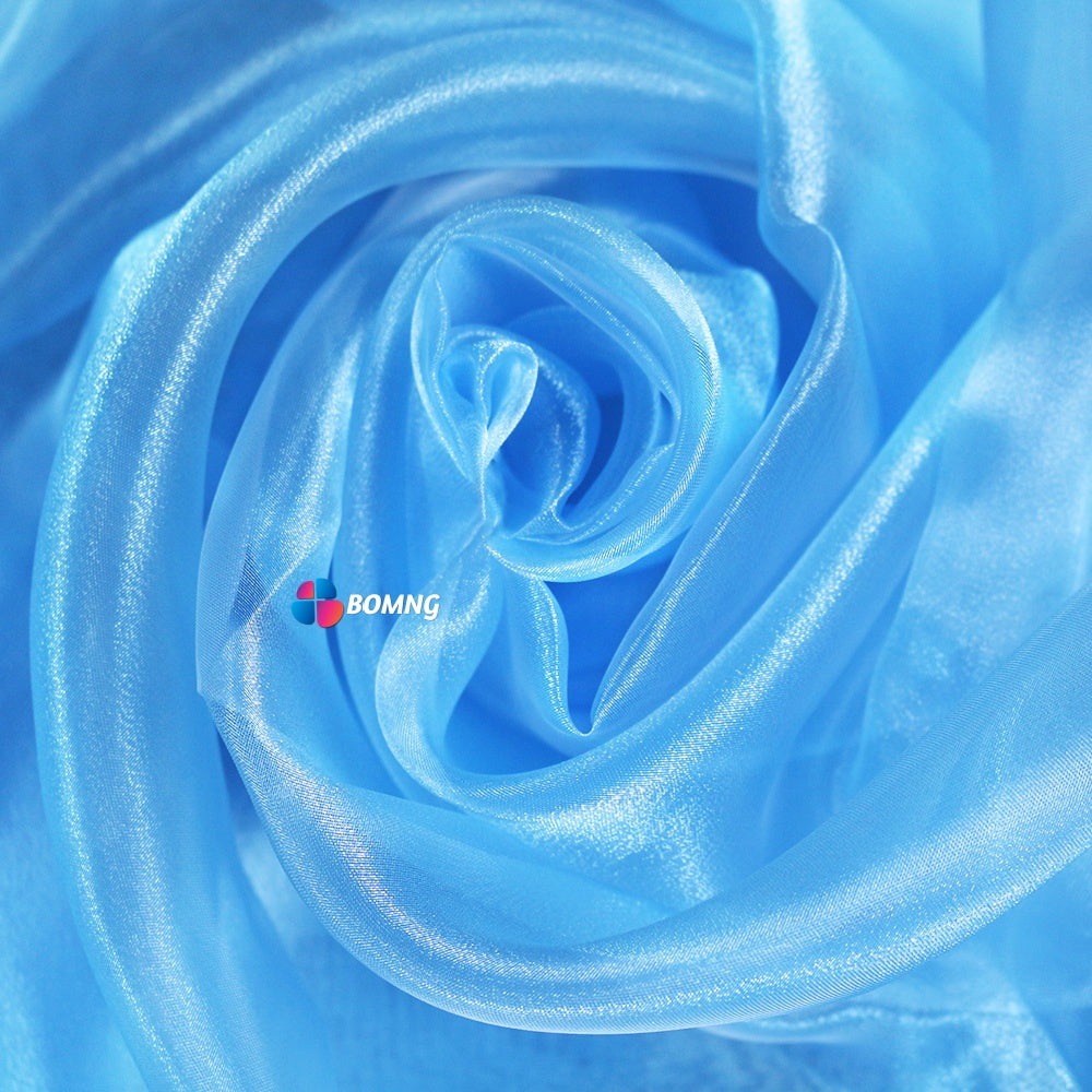 Bomng  Crystal Blue Thin Soft Silk Organza Wedding Decoration Design Fabric