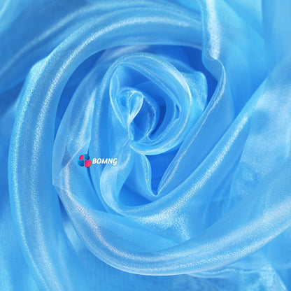 Bomng  Crystal Blue Thin Soft Silk Organza Wedding Decoration Design Fabric