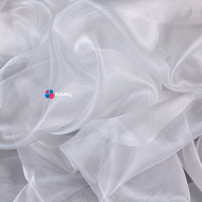 Bomng Pure White Thin Soft Silk Organza Wedding Decoration Design Fabric