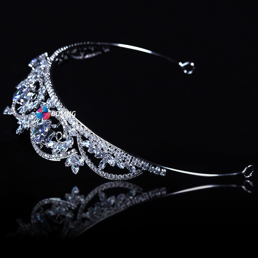 Bomng high-grade crystal heart bride wedding crown headband