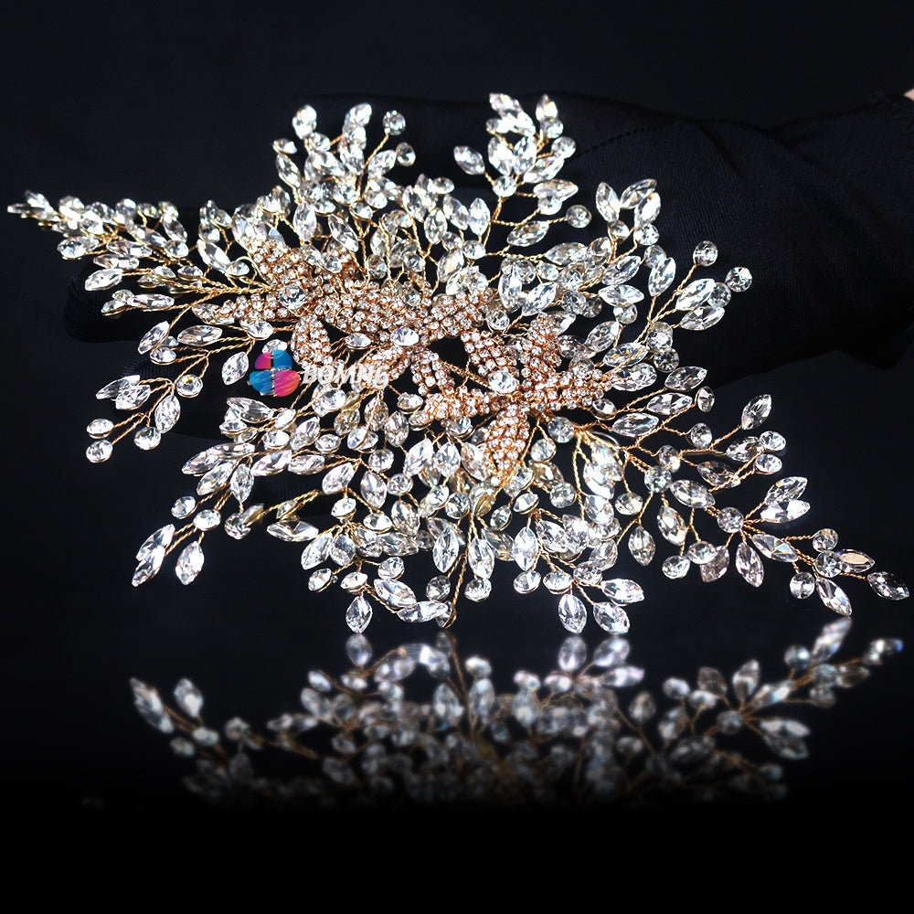 Bomng crystal flower diamond bridal wedding hair accessories