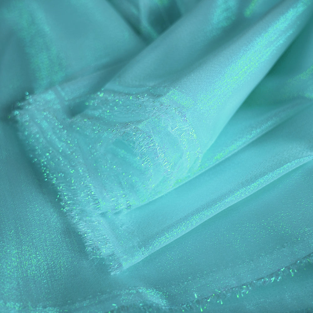 Bomng Lake Blue Crystal Sparkling Organza Wedding Dress Decoration Fabric