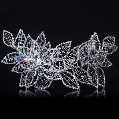 Bomng forest hollow leaves rhinestone wedding dress bride headband