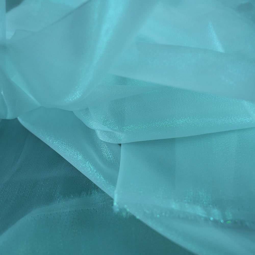 Bomng Lake Blue Crystal Sparkling Organza Wedding Dress Decoration Fabric